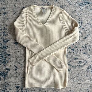 Vintage L.L. Bean Woolmark Pure Merino Wool Ribbed V Neck Sweater